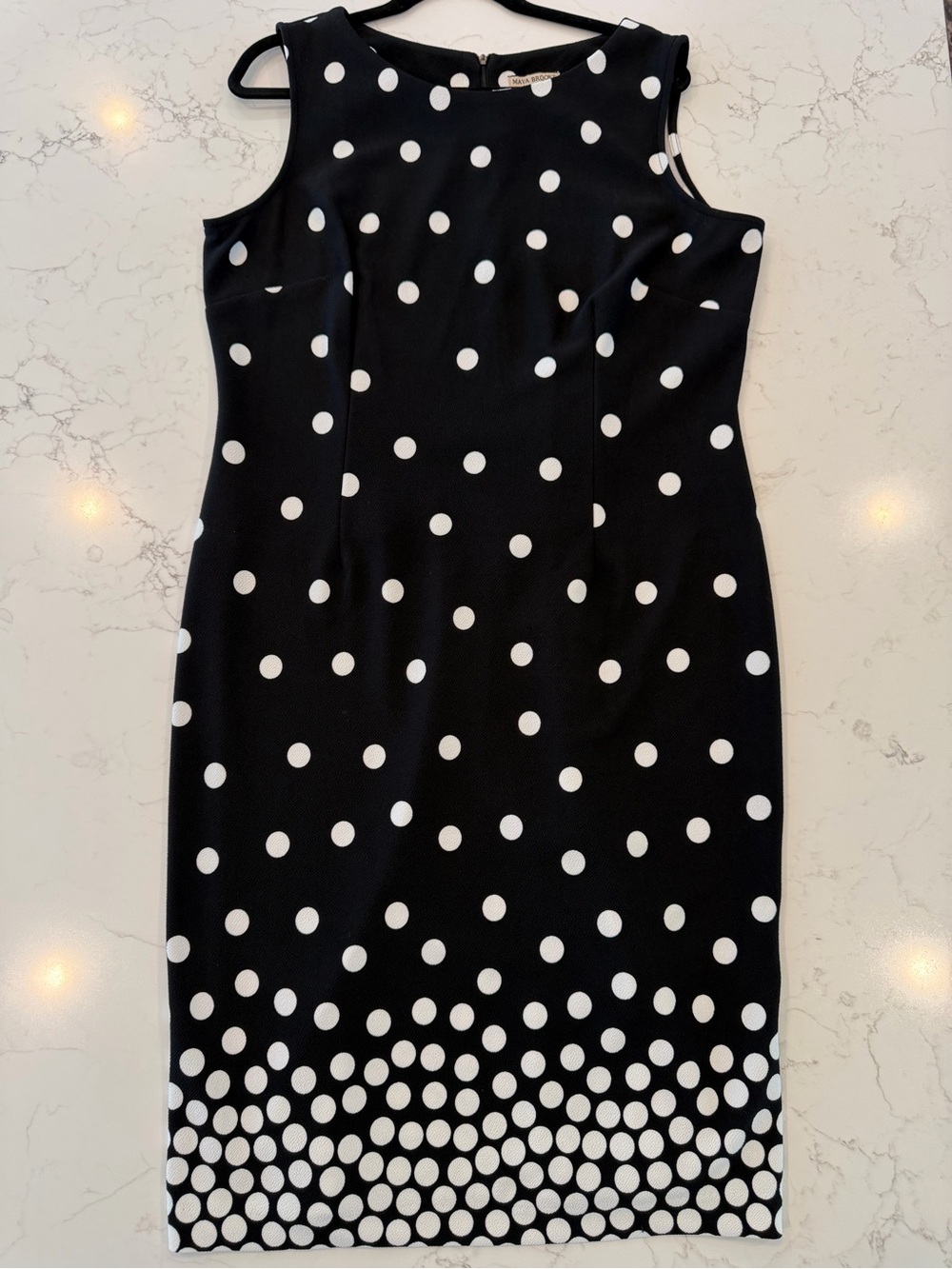Sleeveless Black Polka Dot Sheath Dress